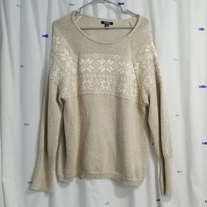 Chaps gold and cream sweater -XL
